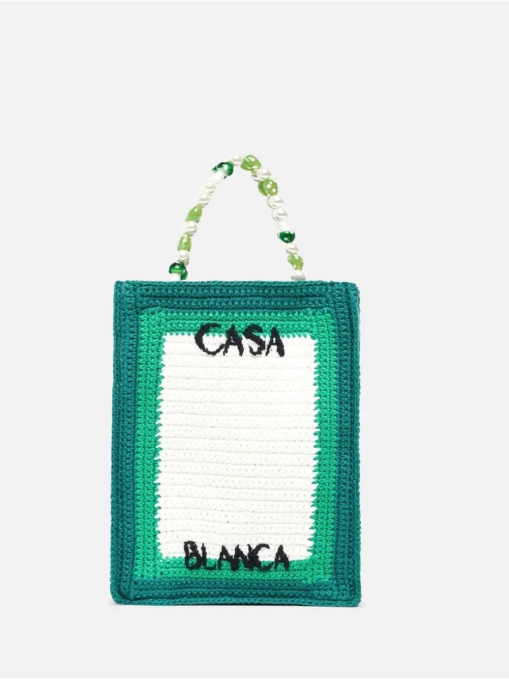 Casa Blanca Green & White Hand-Crocheted Mini Shoulder Bag